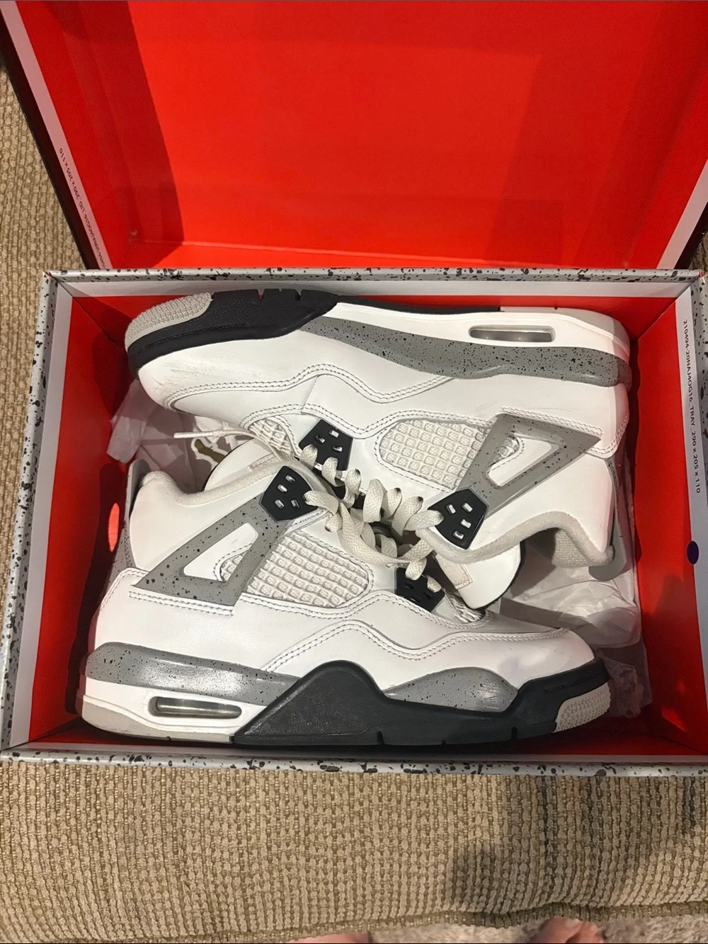 Jordan Kids White Sneakers with Black and Red Accents